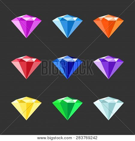 Vector Jewels Set. Gem Stock Vector Illustration. Gemstones Collection Of Different Color