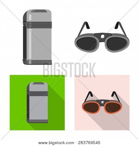 Vector Design Of Mountaineering And Peak Sign. Set Of Mountaineering And Camp Stock Vector Illustrat