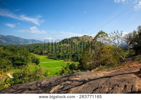 View From Lankatilaka Buddhist Temple. Hiyarapitiya Village, From The Udu Nuwara Area Of Kandy Distr