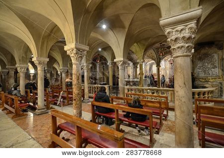 Modena, Emilia Romagna, Italy. December 2018. The Magnificent Interior Of The Cathedral.