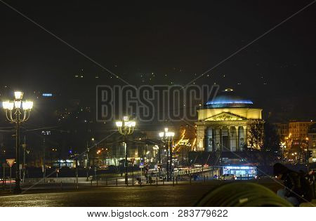 Turin, Piedmont, Italy. December 2018. The Church Of The Great Mother Of God
