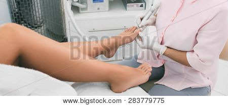 Chiropodist Service . Chiropodist Care About Clients Foot.