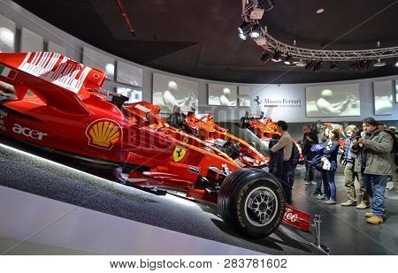 At The Ferrari Museum, The Room Where The World-class Formula 1 Winning Cars Are Displayed