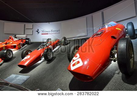 At The Ferrari Museum, The Room Where The World-class Formula 1 Winning Cars Are Displayed