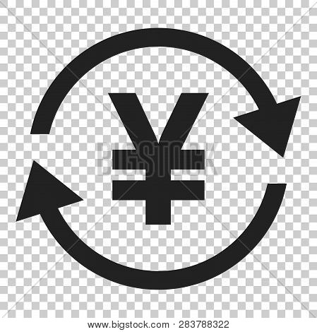 Yen, Yuan Money Currency Vector Icon In Flat Style. Yen Coin Symbol Illustration On Isolated Transpa