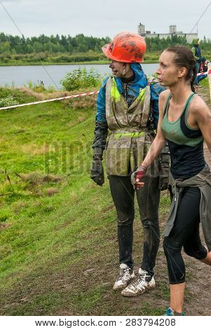Tyumen, Russia - August 8, 2015: Steel Character Command Extrim Race Project On Krugloe Lake And Gag