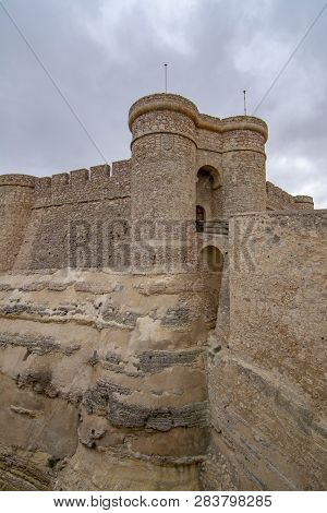 Chinchilla De Montearagon, Albacete, Spain; February 2017: Gate Of Castle Of Chinchilla De Monte-ara