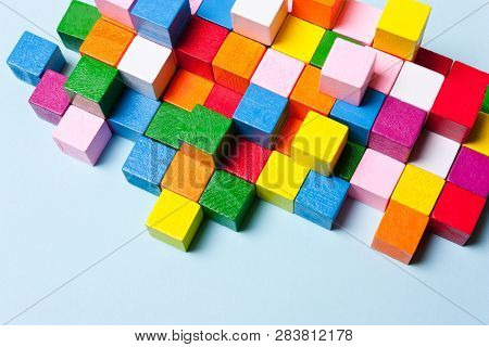 Color Cubes In The Puzzle. Concept Creative, Logical Thinking, Art,creativity Inspiration