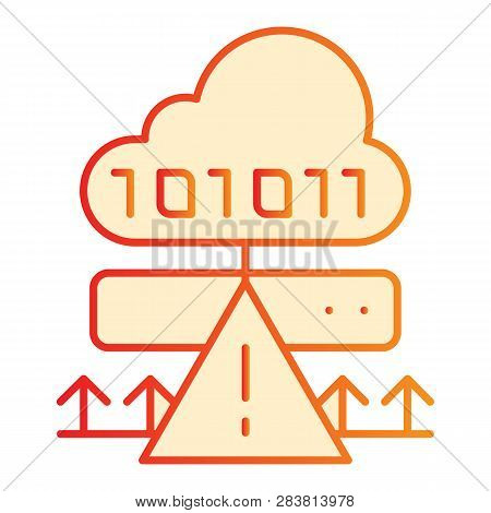 Cloud Cyber Attack Flat Icon. Ddos Server Hack Orange Icons In Trendy Flat Style. Server Attack Grad