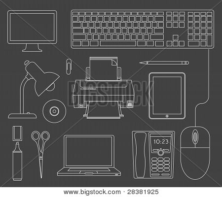 Vector delineato set di dispositivi di carica