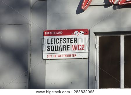 London, United Kingdom, February 7th 2019, Sign For Leicester Square