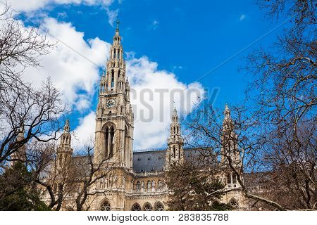 The Historical Vienna City Hall Building At Rathausplatz Built On 1883
