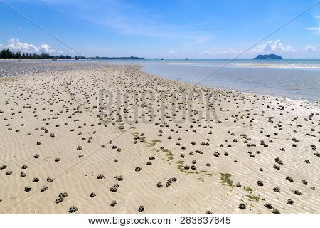Beach Sand With Daylight At Baan Koh Teap Beach At Chumphon Province Thailand Is Famous For Travel