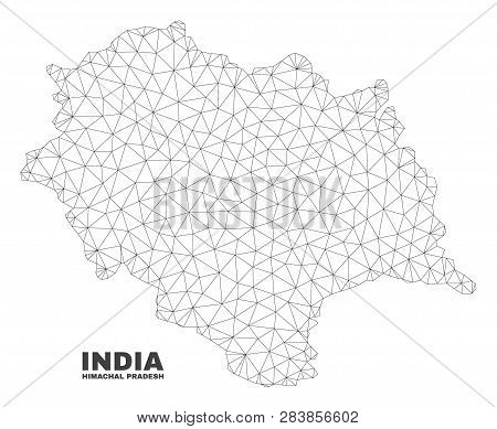 Abstract Himachal Pradesh State Map Isolated On A White Background. Triangular Mesh Model In Black C