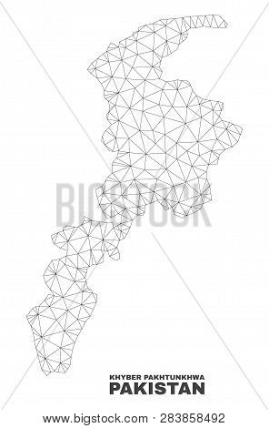 Abstract Khyber Pakhtunkhwa Province Map Isolated On A White Background. Triangular Mesh Model In Bl