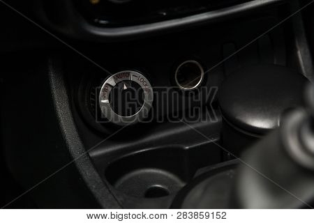 Novosibirsk, Russia - February 10, 2019:  Renault Duster,close-up Of The 4wd, 2wd And Lock Buttons. 