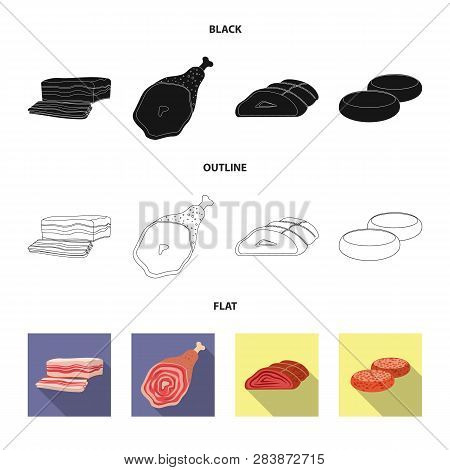 Isolated Object Of Meat And Ham Logo. Set Of Meat And Cooking Stock Vector Illustration.