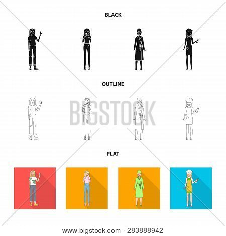 Vector Illustration Of Posture And Mood Icon. Set Of Posture And Female Stock Vector Illustration.