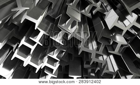 render of 3d construction metal beams