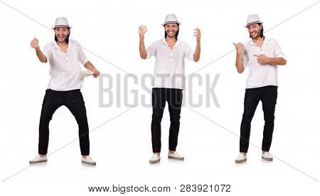 Young man in hat isolated on white