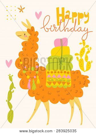 Vector Poster Or Card With Cute Cartoon