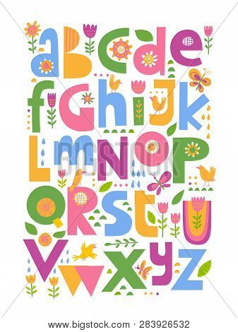 Vector Abc Poster. Kids Room Decoration Poster.