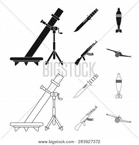 Vector Illustration Of Weapon And Gun Logo. Set Of Weapon And Army Stock Vector Illustration.