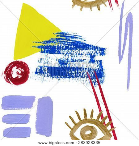 Abstract Watercolor Illustration. The Effect Of A Dry Brush. Seamless Illustration On A White Backgr