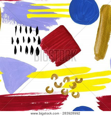 Abstract Watercolor Illustration. The Effect Of A Dry Brush. Seamless Illustration On A White Backgr