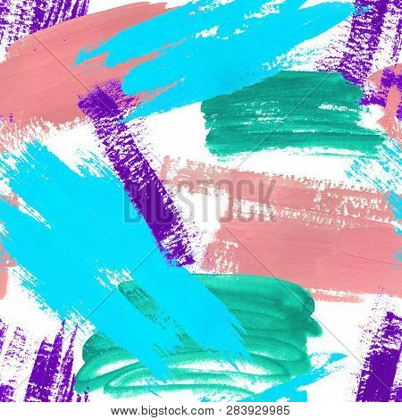 Abstract Watercolor Illustration. The Effect Of A Dry Brush. Seamless Illustration On A White Backgr