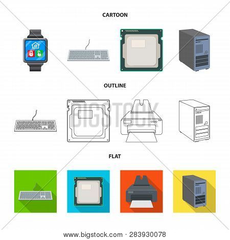 Vector Design Of Laptop And Device Sign. Set Of Laptop And Server Stock Symbol For Web.