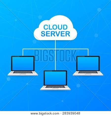 Isometric Cloud Server Illustration. Cloud Network Server Vector Illustration Concept. Vector Stock 