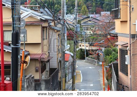 Suburban Japan Homes - Typical Residential Neighborhood In Ukyo Ward (ukyo-ku) Of Kyoto.