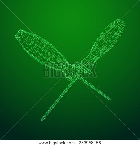 Crosshead Screwdriver. Handyman Tool For Home Repair. Maintenance Themed Abstract Model Wireframe Lo