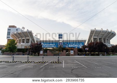 Boise, Idaho - July 21, 2018: Exterior View Of The Albertsons Stadium, Home Of The Boise State Bronc