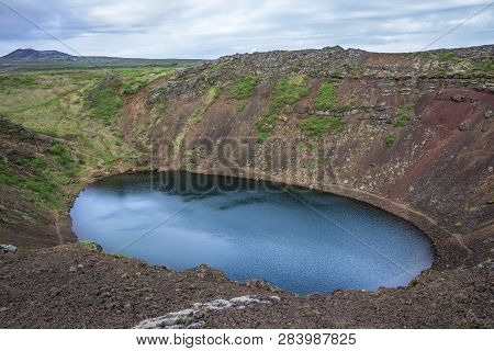 Kerid, Volcanic Crater Lake In The Grimsnes Area, South Iceland