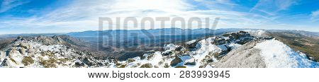 Panoramic View Of The Sierra De Avila With Neveros And The Background Of The City Of Avila