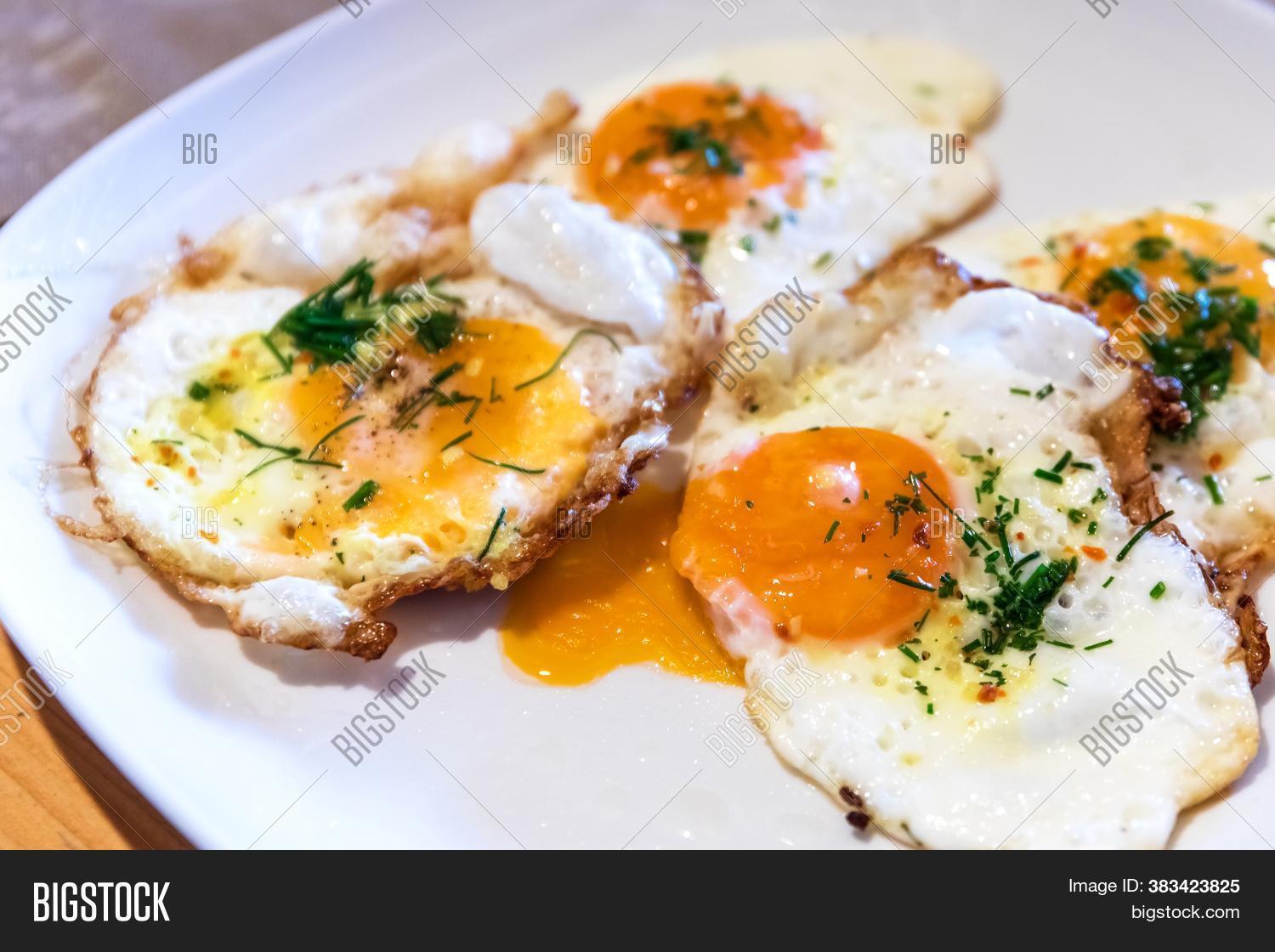 Fried Eggs On Plate. Image & Photo (Free Trial) Bigstock