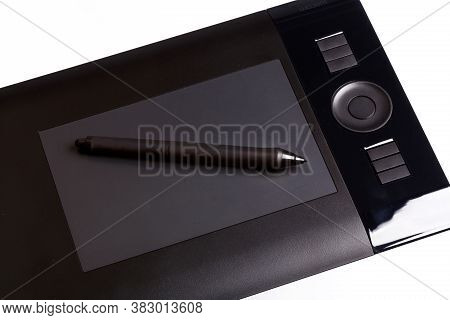 Small Size Pen Tablet With Stilus Isolated On White.