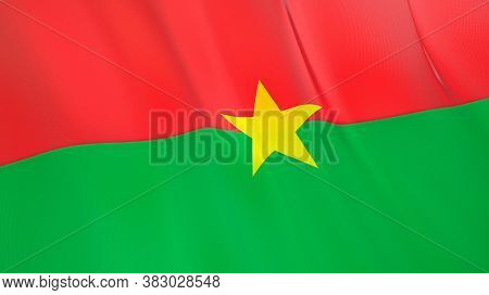 The Waving Flag Of Burkina Faso . High Quality 3d Illustration. Perfect For News, Reportage, Events.