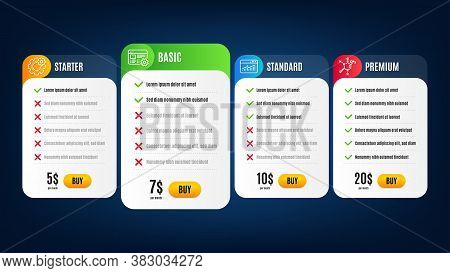 Chemical Formula, Web Settings And Website Statistics Line Icons Set. Pricing Table, Subscription Pl