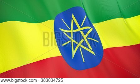 The Waving Flag Of Ethiopia . High Quality 3d Illustration. Perfect For News, Reportage, Events.