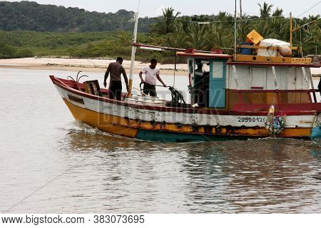 Caravelas, Bahia / Brazil - December 21, 2009: Fishing Boat Is Seen Sailing On The Caravelas River I