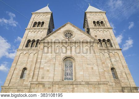 Viborg, Denmark, July 2018: Cathedral Of Our Lady In Viborg