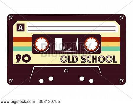 Cassette Tape Retro Vintage Mixtape Vector Illustration On Isolated White Background.