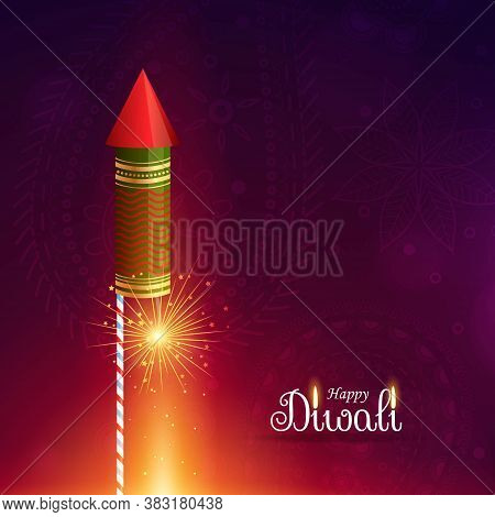 Diwali Cracket Rocket With Sparkle Vector Design Illustration