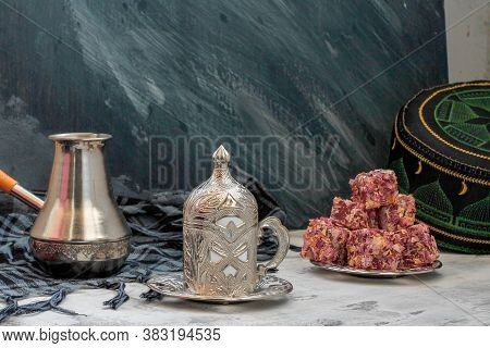 Oriental Sweets Turkish Delight And Carved Cup