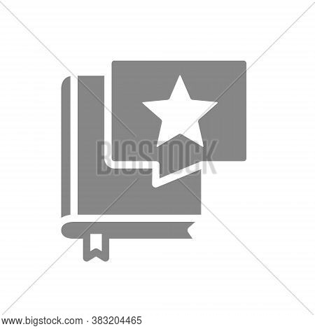 Book With Star In Chat Bubble Gray Icon. Good Literature, Best Choise Symbol.