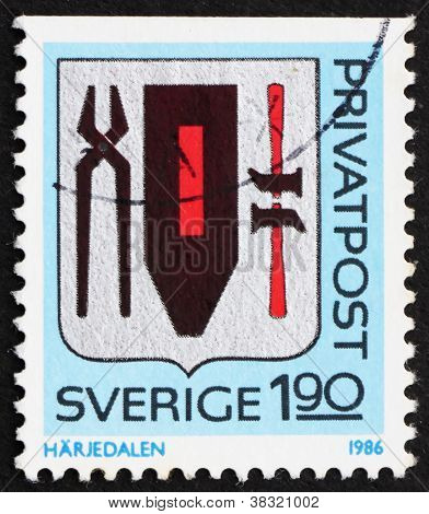 Postage stamp Sweden 1986 Arms of Harjedalen Province