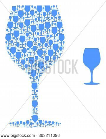 Vector Wine Glass Composition Is Organized Of Random Recursive Wine Glass Items. Recursive Combinati